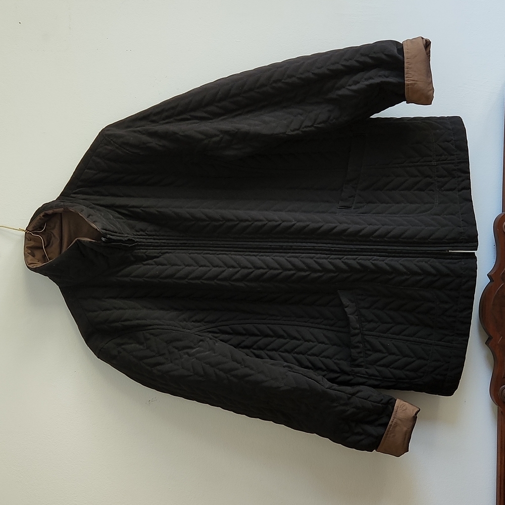 Women's Jacket Reversible Bronze to Black Front Zip with Two Pocke - Picture 2 of 4